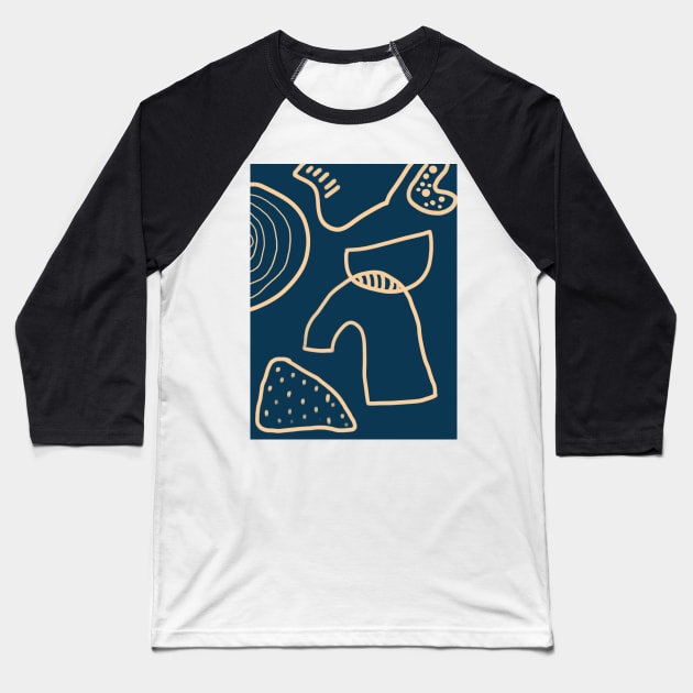 blue abstract print Baseball T-Shirt by alegna